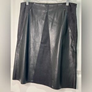 NWT Premise faux leather and suede black skirt raw hem goth size 8 flaw
